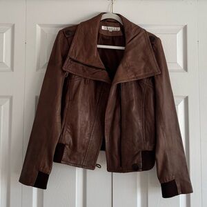 Kenneth Cole New York Tan Leather Coat